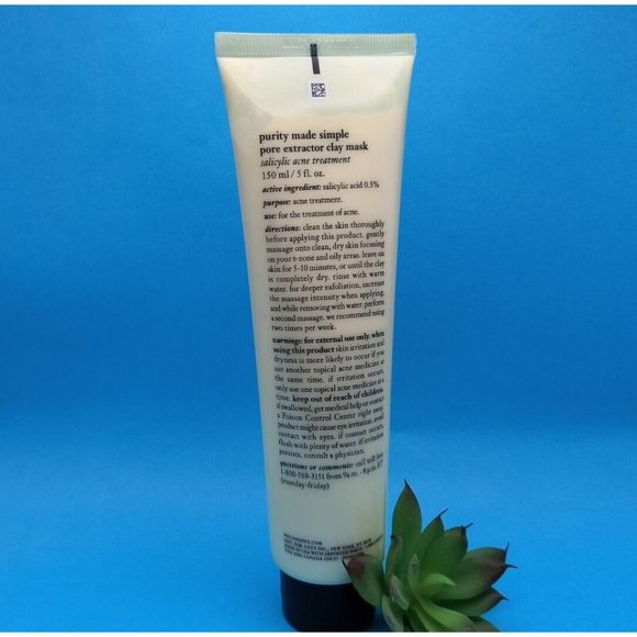 Philosophy Purity Made Simple Pore Extractor Clay Mask, Large 5oz, NEW - Picture 2 of 7